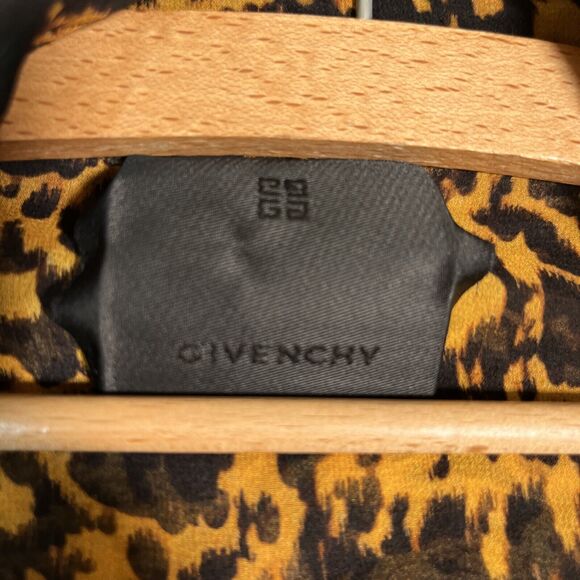 Givenchy Tunic Top 41 Leopard Animal Print Silk Blouse Full Zip Sheer Oversized - Picture 2 of 13